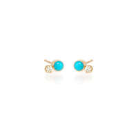 14K Yellow Gold Turquoise and Diamond Stud Earrings, 14k yellow gold, Long's Jewelers