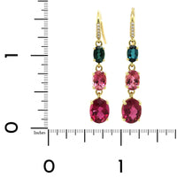 18K Yellow Gold Oval Tourmaline Drop Earrings