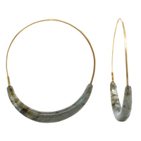 18K Yellow Gold Labradorite "The Met" Hoop Earrings, 18k yellow gold, Long's Jewelers