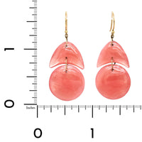18K Yellow Gold Rhodochrosite Drop Earrings