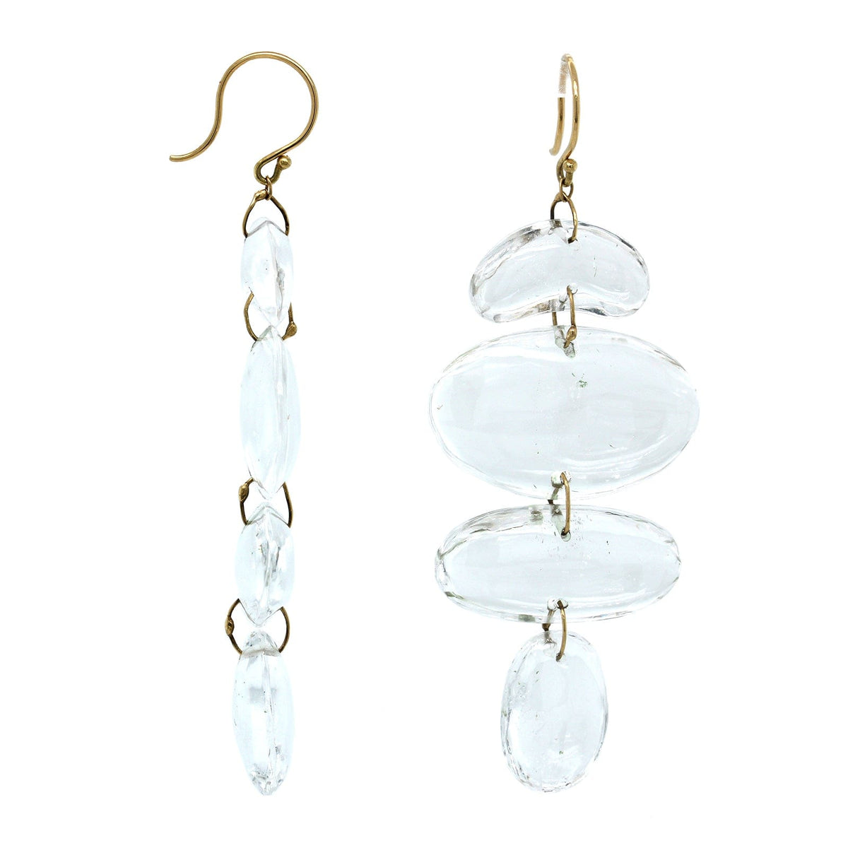 18K Yellow Gold "Small Totem" Crystal Drop Earrings