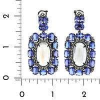 Etho Maria 18K Blackened Yellow Gold Moonstone and Tanzanite Drop Earrings