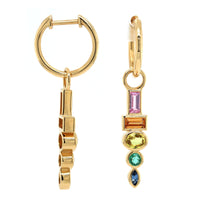 18K Yellow Gold Monroe Totem Bezel Set Huggies