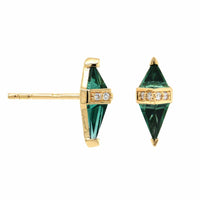 Green Quartz and Diamond Pietra Studs