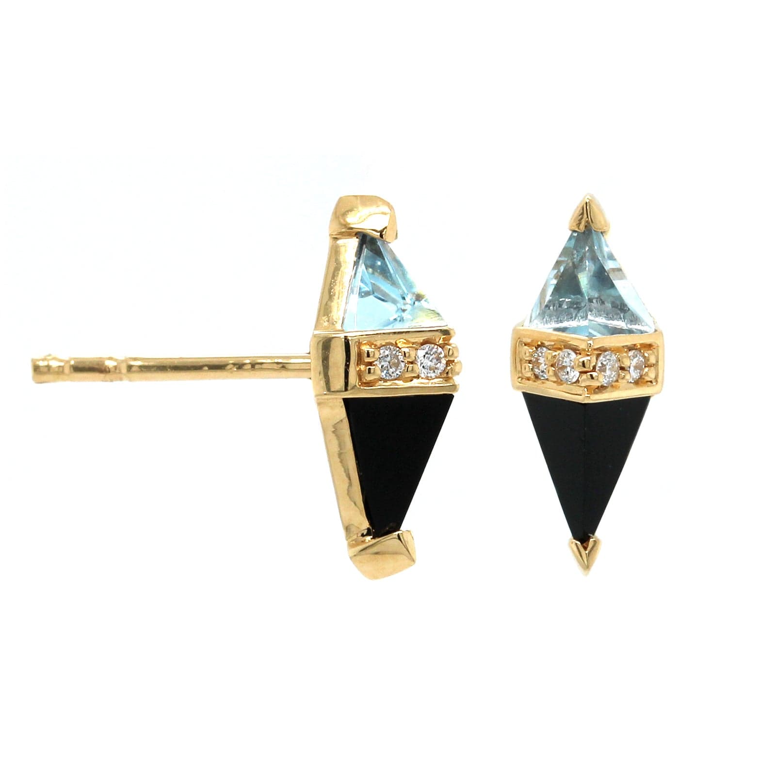 Black Onyx, Blue Topaz and Diamond Pietra Studs
