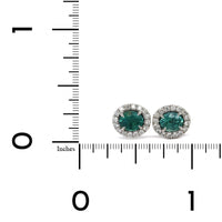 Platinum Oval Alexandrite Diamond Halo Stud Earrings, Platinum Long's Jewelry
