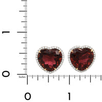 Platinum and 18K Rose Gold Heart Shape Tourmaline Stud Earrings