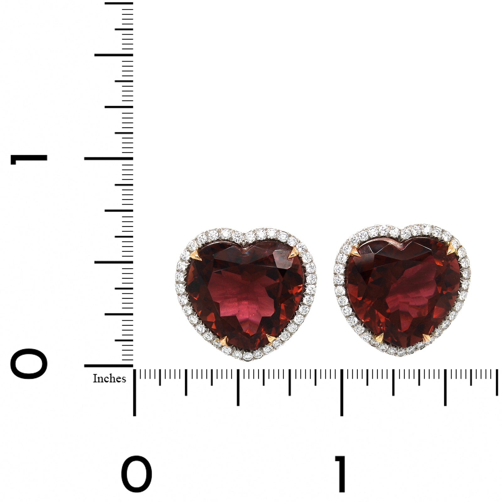 Platinum and 18K Rose Gold Heart Shape Tourmaline Stud Earrings