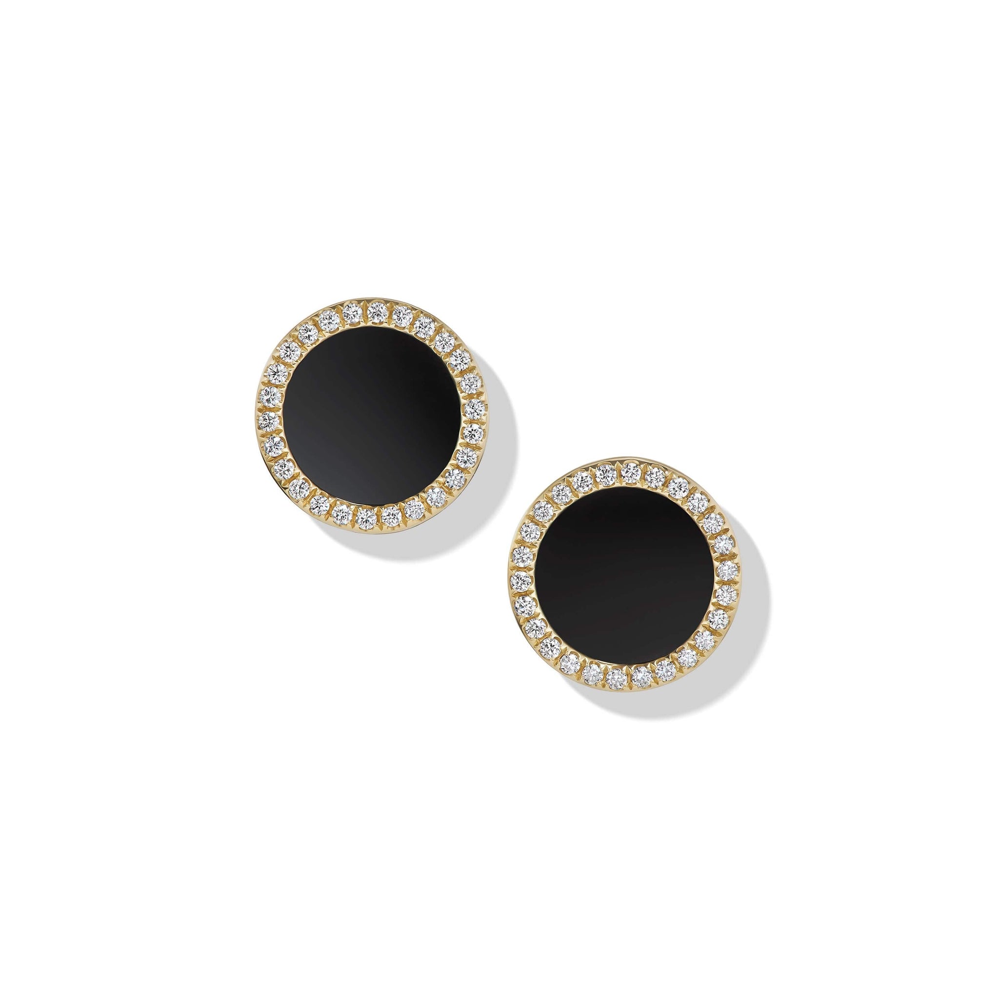 Petite DY Elements® Stud Earrings in 18K Yellow Gold with Black Onyx and Pavé Diamonds