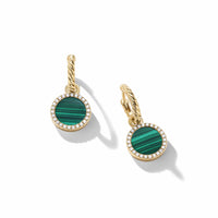 Petite DY Elements® Drop Earrings in 18K Yellow Gold with Malachite and Pavé Diamonds