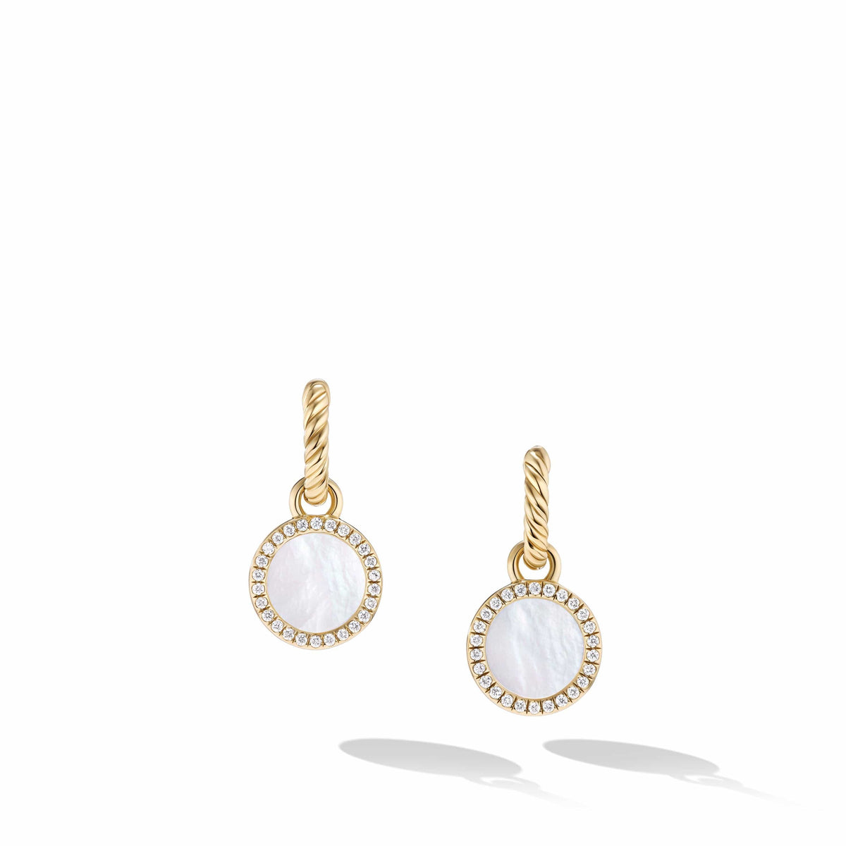 Petite DY Elements® Drop Earrings in 18K Yellow Gold with Mother of Pearl and Pavé Diamonds