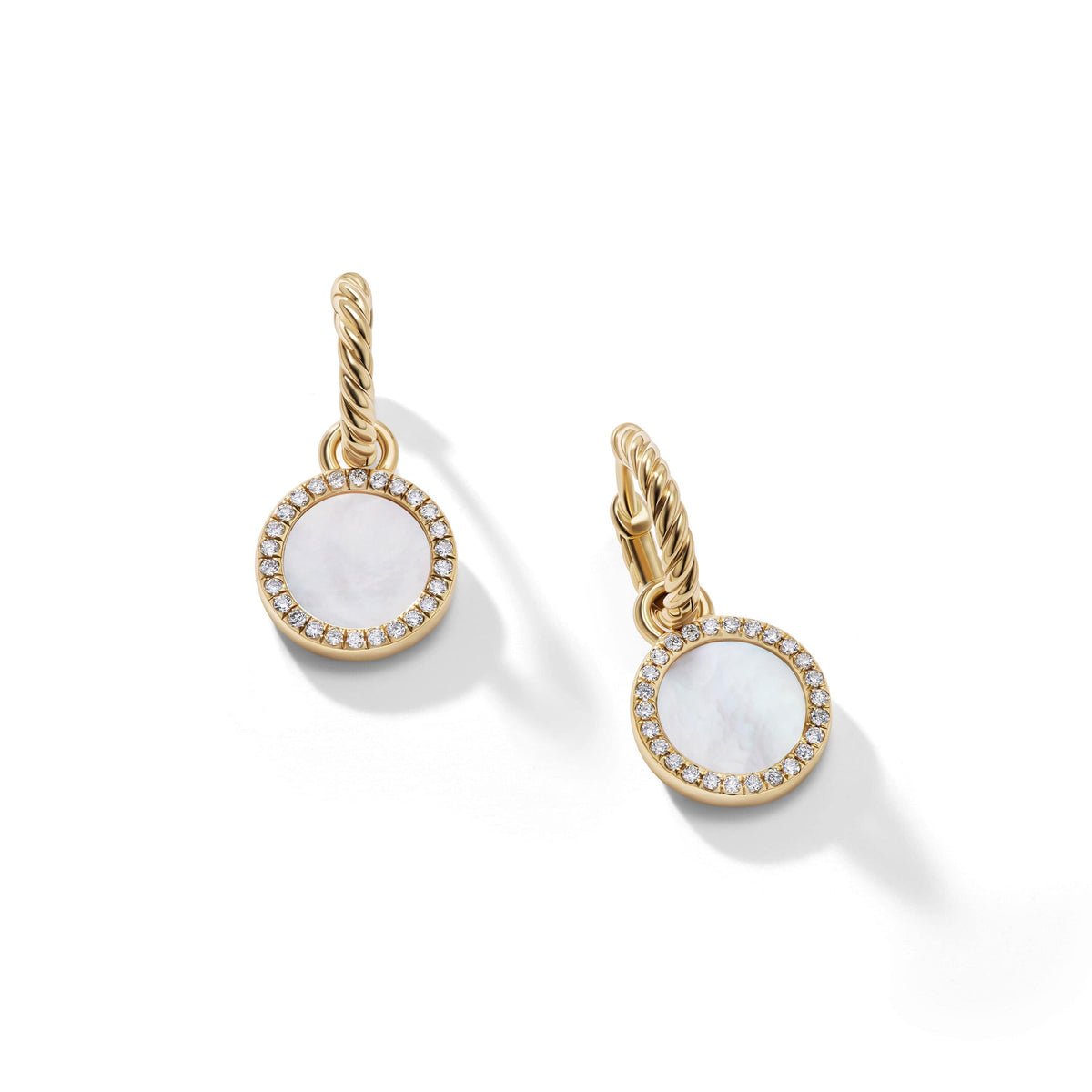 Petite DY Elements® Drop Earrings in 18K Yellow Gold with Mother of Pearl and Pavé Diamonds