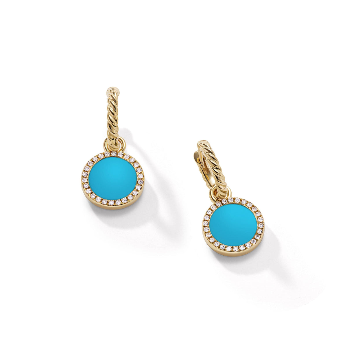Petite DY Elements® Drop Earrings in 18K Yellow Gold with Turquoise and Pavé Diamonds