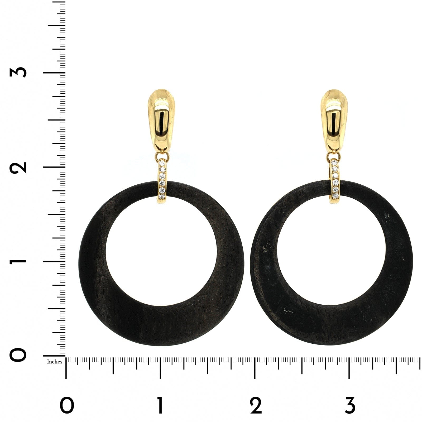 18K Yellow Gold Ebony Round Drop Convertible Earrings, 18k yellow gold, Long's Jewelers