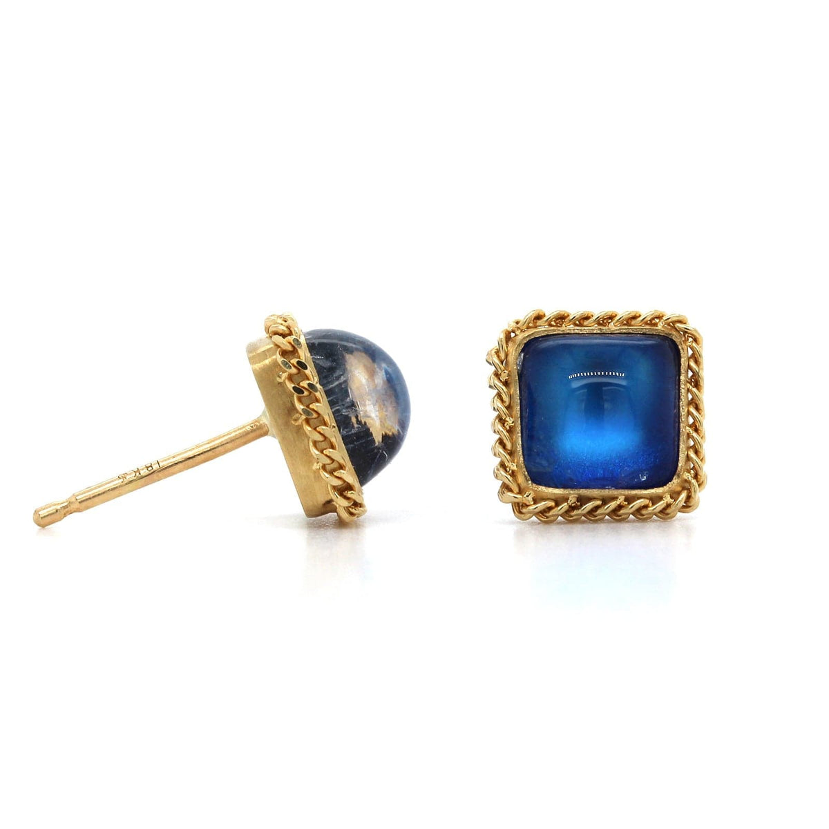 18K Yellow Gold Moonstone Stud Earrings, Long's Jewelers