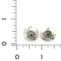18K Yellow Gold Howlite and White Topaz Stud Earrings