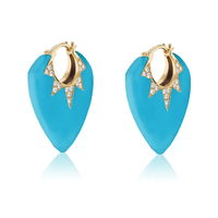 18K Yellow Gold Guitar Pick Turquoise Drop Earrings