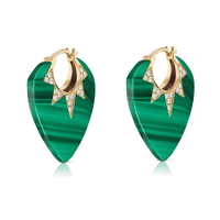 Sorellina 18K Yellow Gold Guitar Pick Malachite Drop Earrings