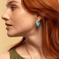 18K Yellow Gold Guitar Pick Turquoise Drop Earrings