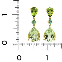 18K Yellow Gold Pear Shape Multi Stone Drop Earrings