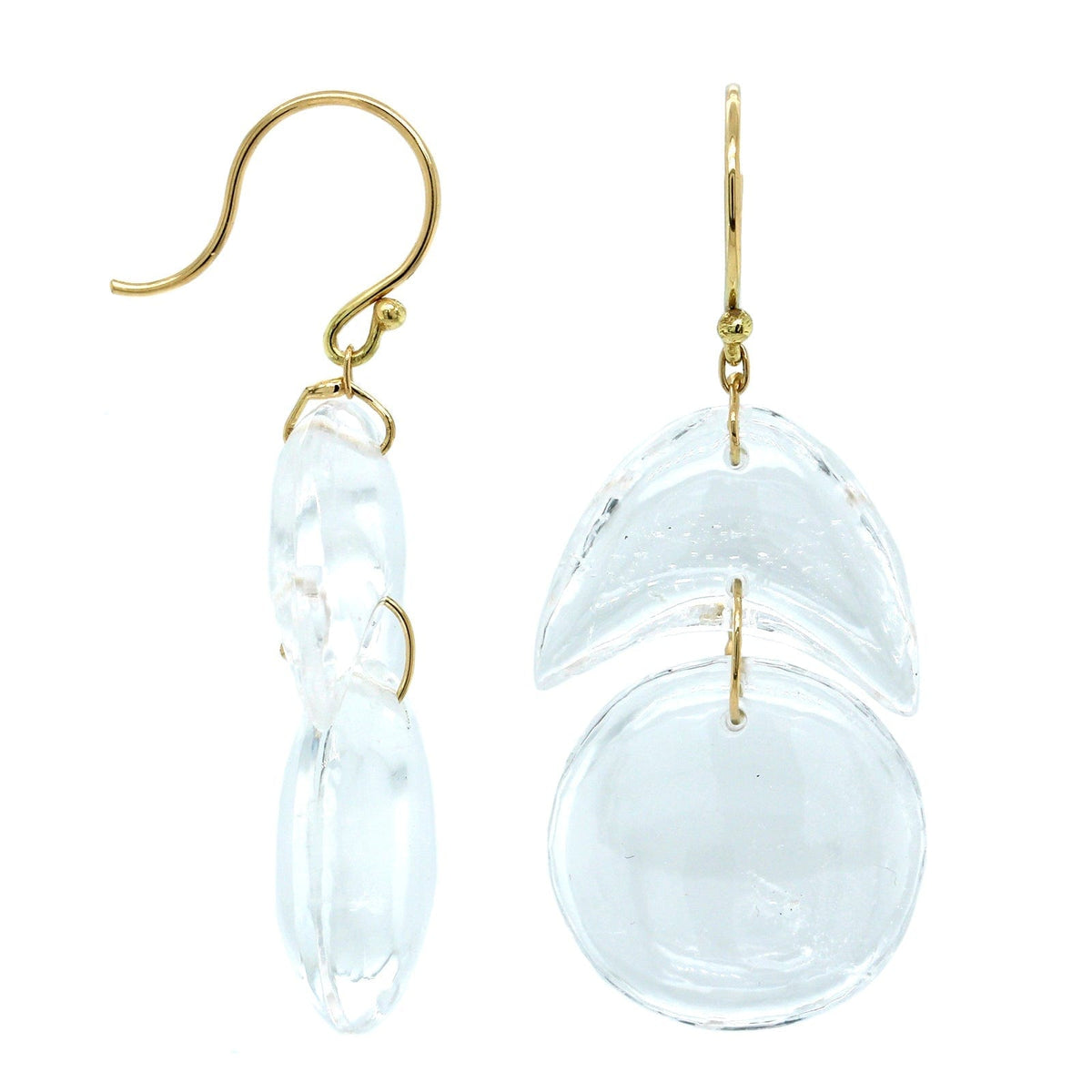 18K Yellow Gold Crystal Tiny Arp Earrings