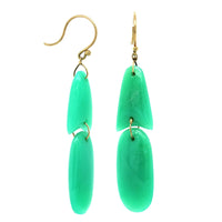 18K Yellow Gold Chrysoprase ArrowHead Drop Earrings