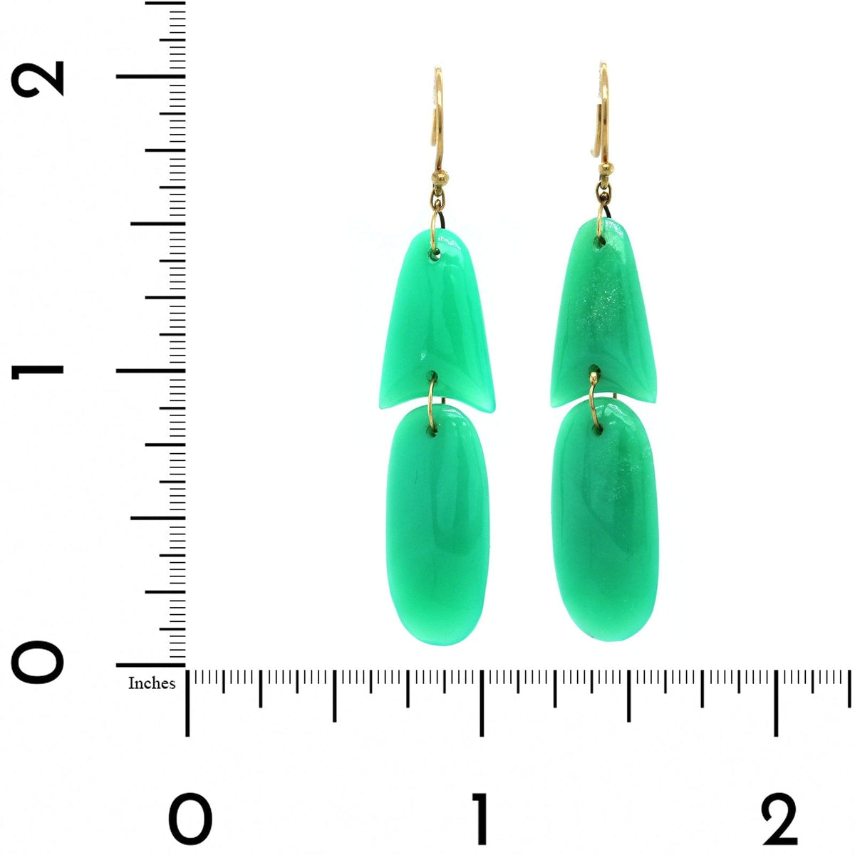18K Yellow Gold Chrysoprase ArrowHead Drop Earrings
