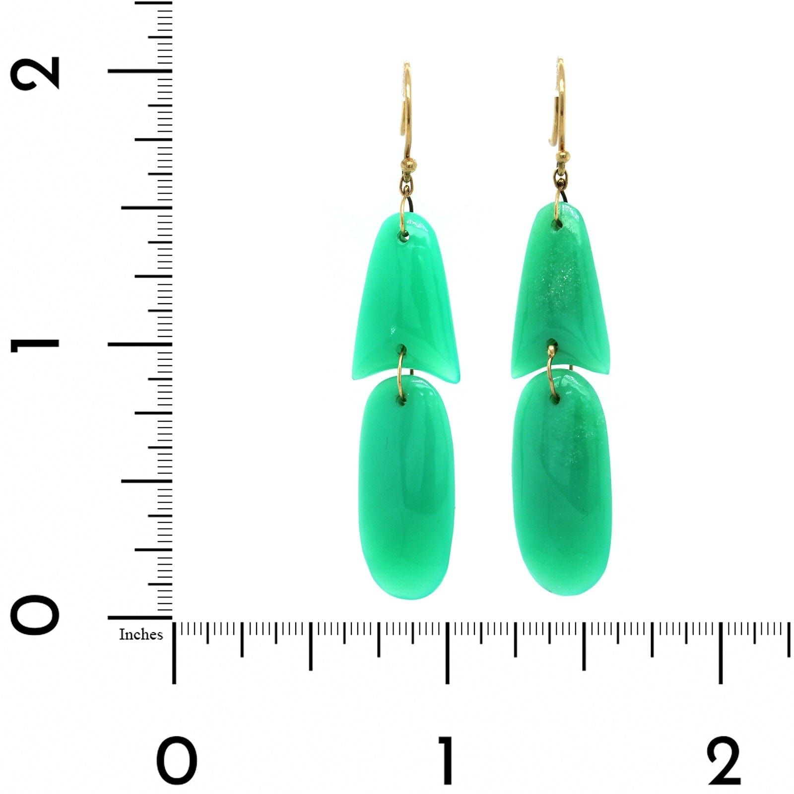 18K Yellow Gold Chrysoprase ArrowHead Drop Earrings