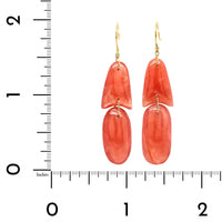 18K Yellow Gold Rhodochrosite ArrowHead Drop Earrings