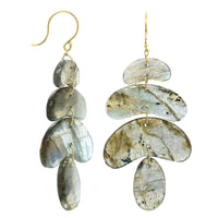 18K Yellow Gold Labradorite Totem Drop Earrings
