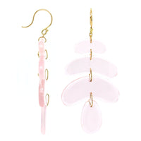18K Yellow Gold Rose Quartz Totem Drop Earrings
