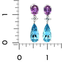 Oscar Heyman Platinum Aquamarine and Sapphire Drop Earrings