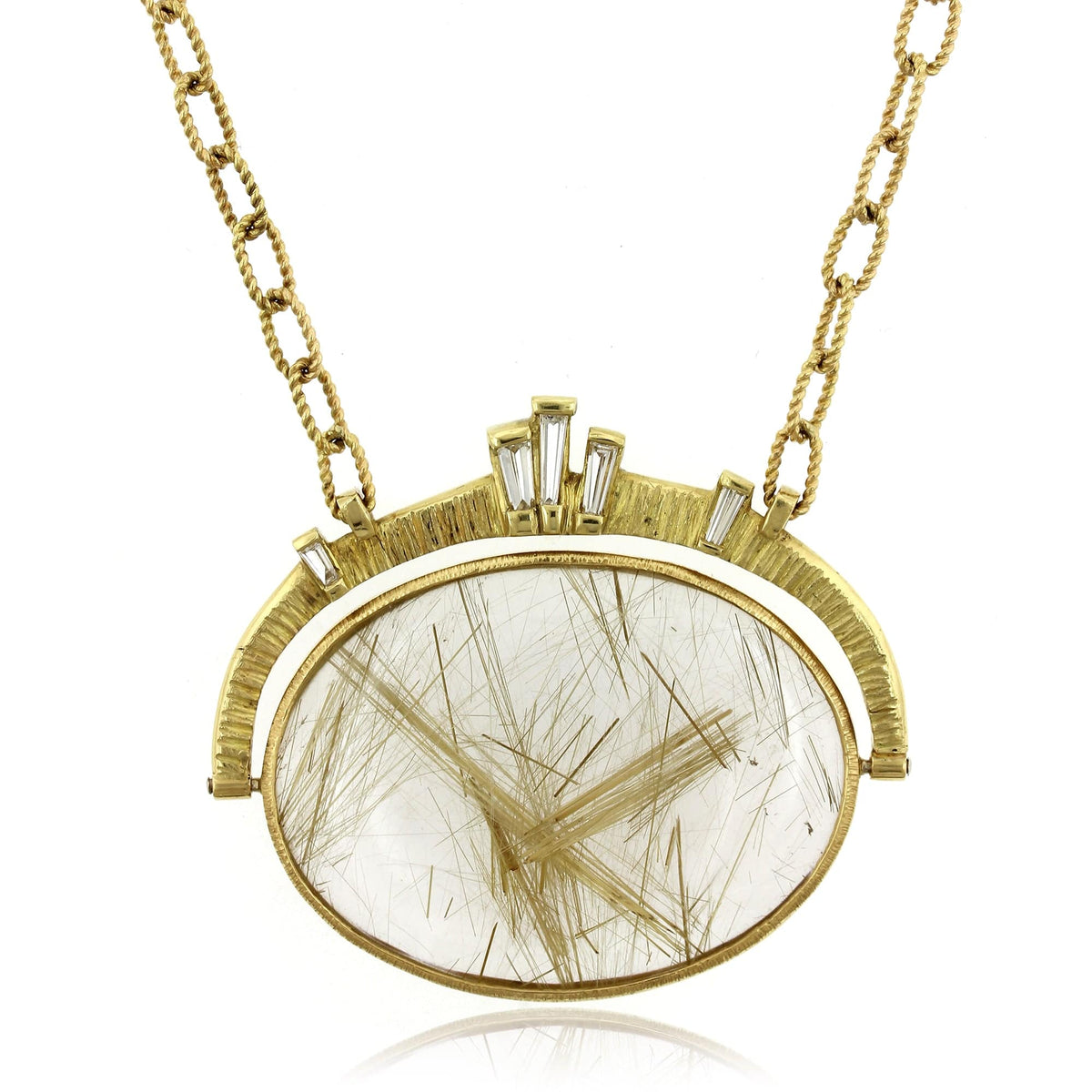 18K Yellow Gold Rutilated Quartz Necklace