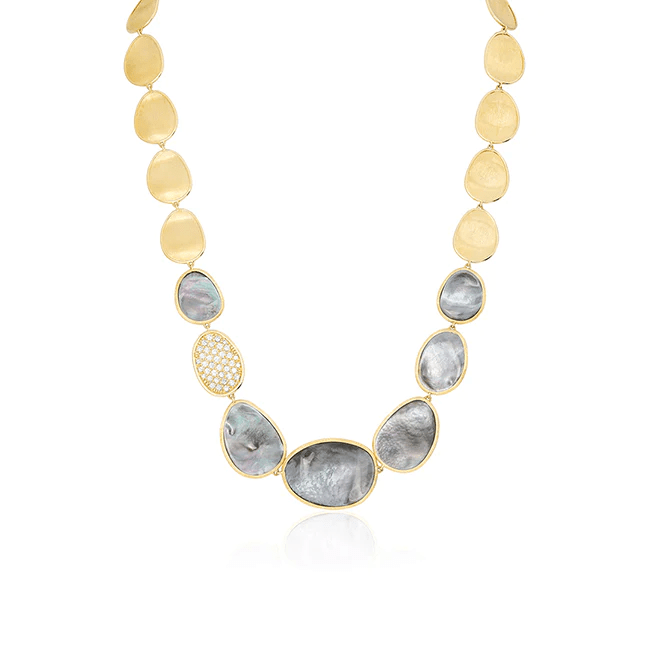 Lunaria 18K Yellow Gold Black Mother of Pearl Necklace, Long's Jewelers