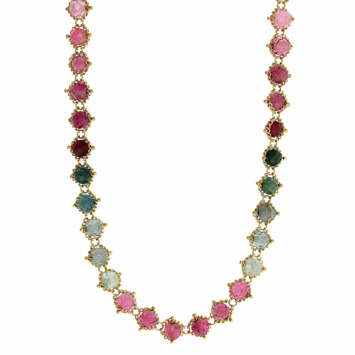 Amali 18K Yellow Gold Round Multi Colored Tourmaline Necklace