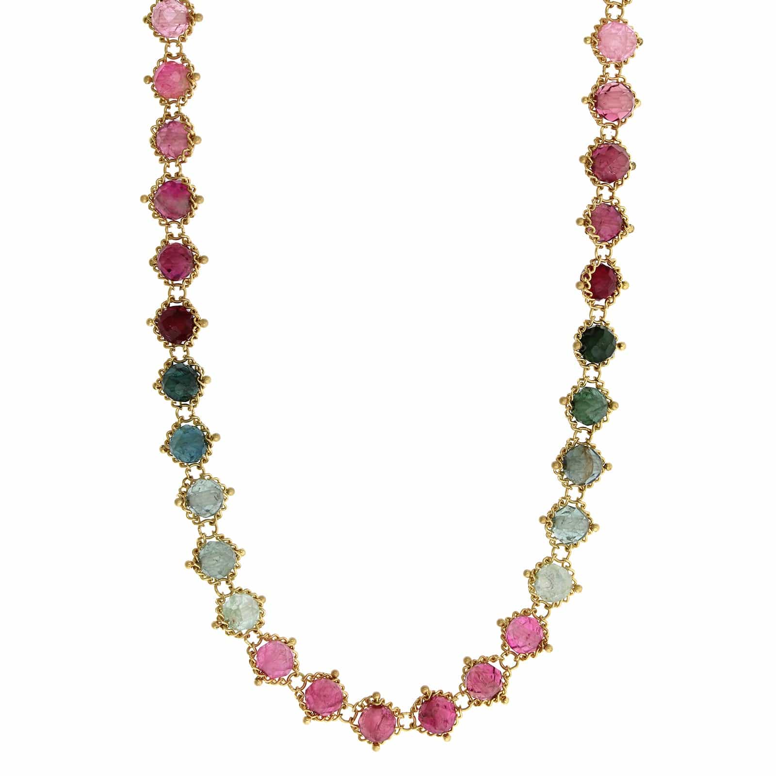 Amali 18K Yellow Gold Round Multi Colored Tourmaline Necklace