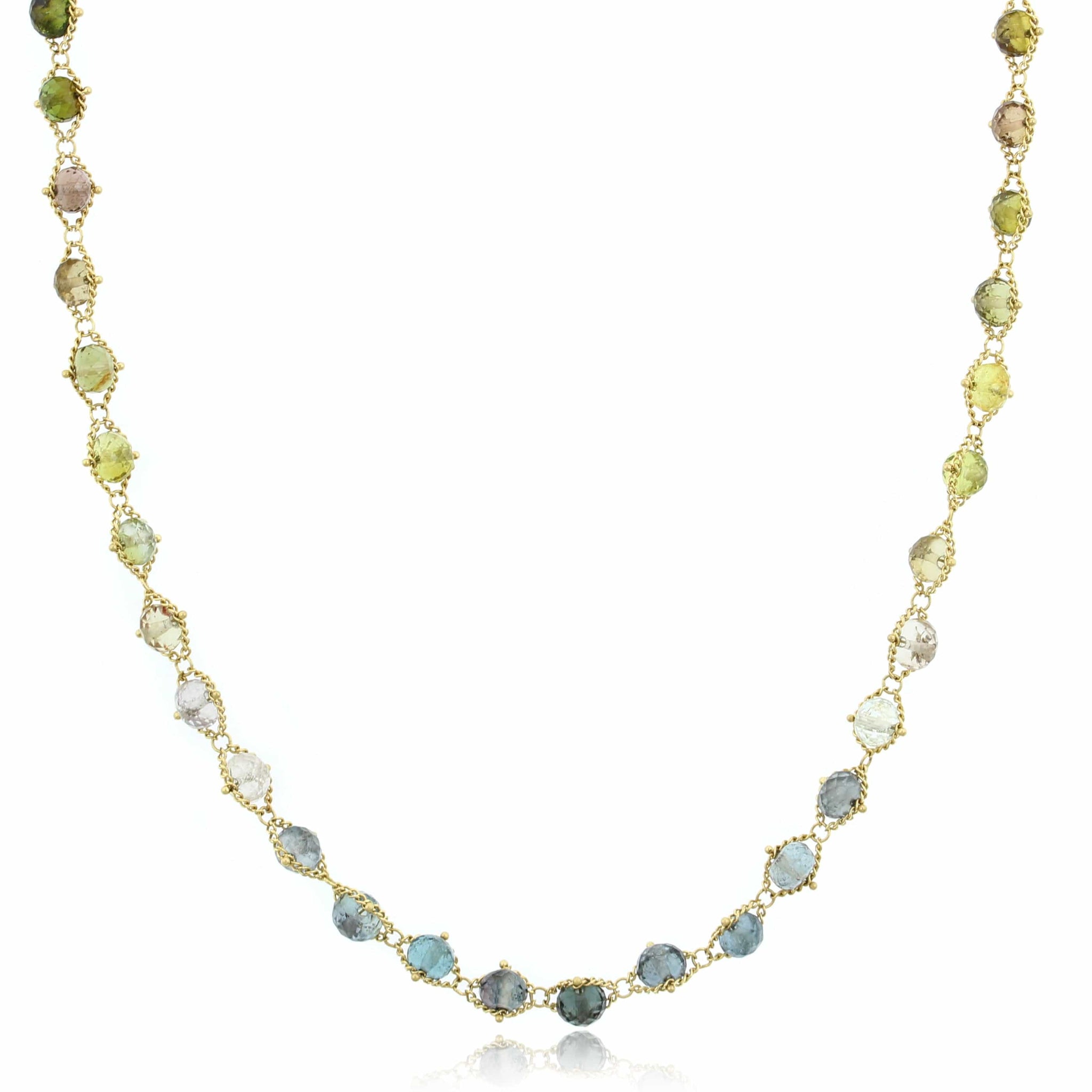 Amali 18K Yellow Gold Round Multi Colored Tourmaline Necklace