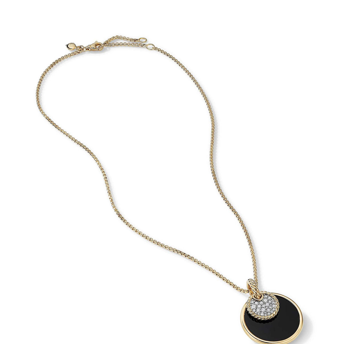 DY Elements Convertible Pendant Necklace in 18K Yellow Gold with Black Onyx and Mother of Pearl and Pavé Diamonds