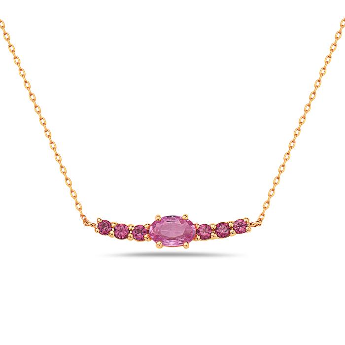 14K Rose Gold Sapphire and Garnet Necklace
