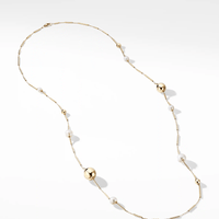Solari Long Station Necklace with Pearls in 18K Gold