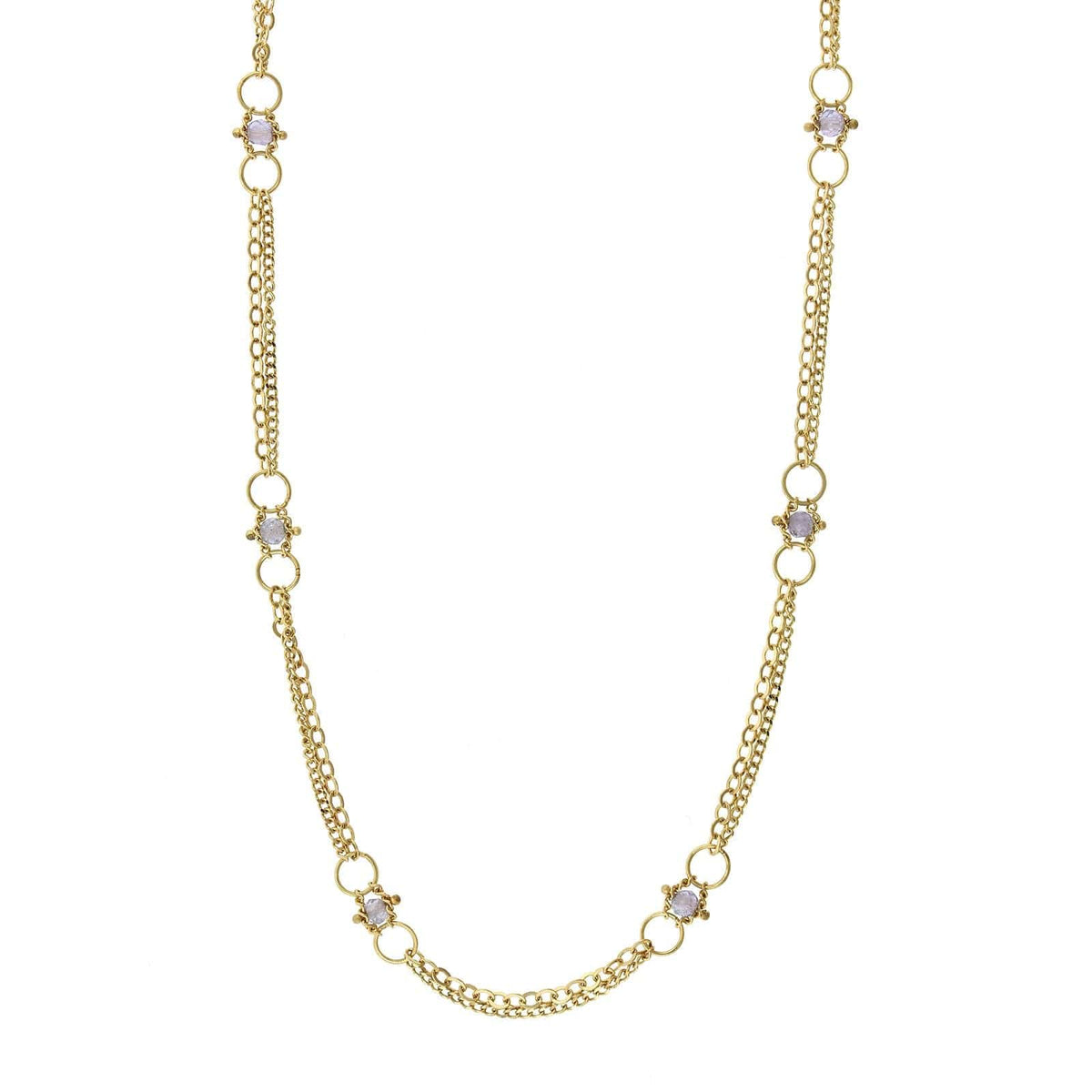 18K Yellow Gold Tanzanite Station Necklace