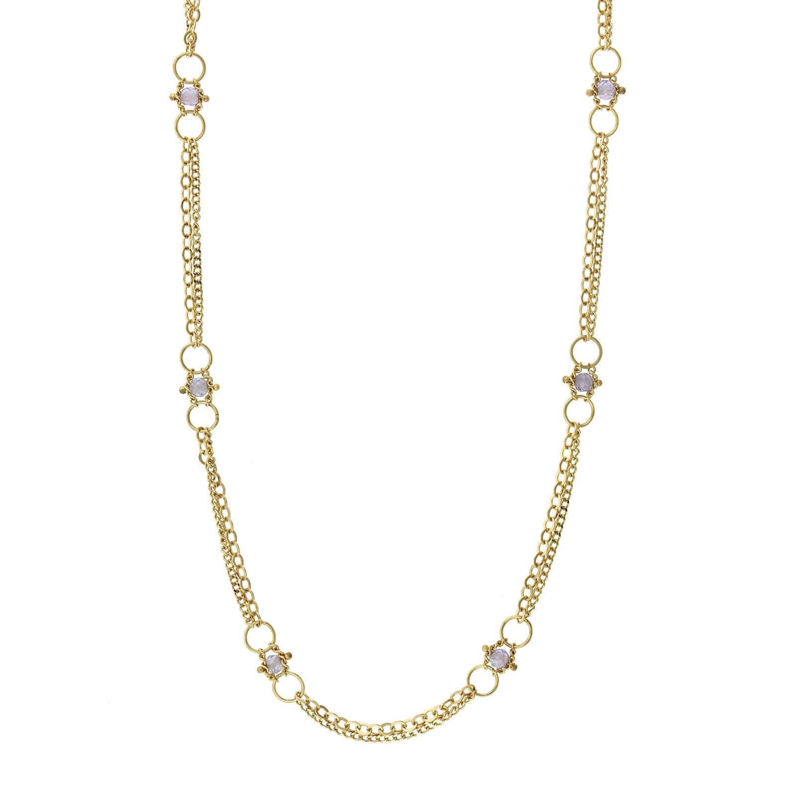 18K Yellow Gold Tanzanite Station Necklace
