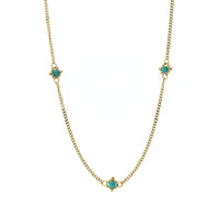 18K Yellow Gold Turquoise Station Necklace