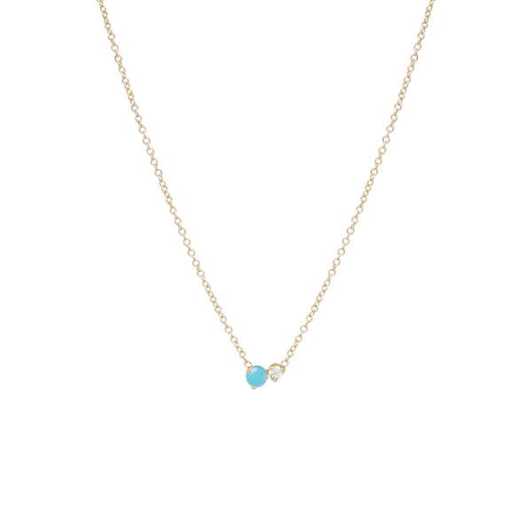 14K Yellow Gold Turquoise Diamond Necklace, 14k yellow gold, Long's Jewelers