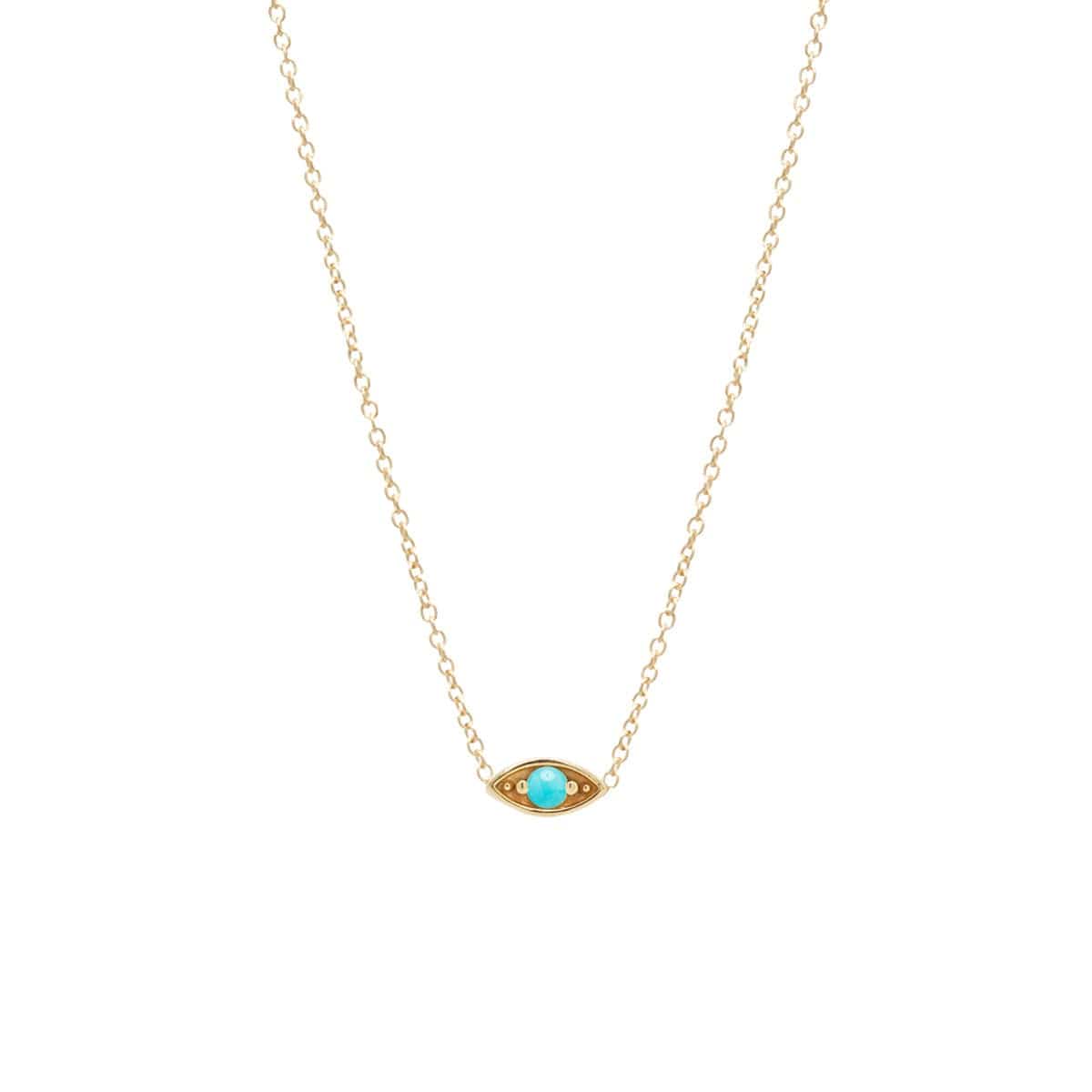 14K Yellow Gold Evil Eye Turquoise Necklace, 14k yellow gold, Long's Jewelers