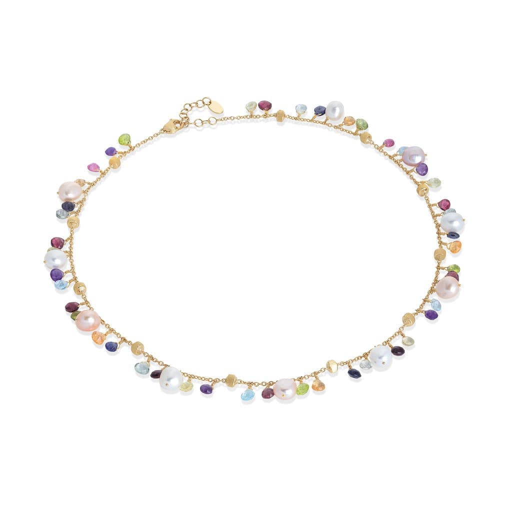 Paradise 18K Yellow Gold Pearl and Mix Stone Necklace, yellow gold, Long's Jewelers