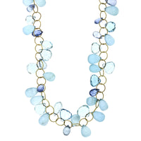 Mallary Marks 18K Yellow Gold Aquamarine and Sapphire Briolette Necklace