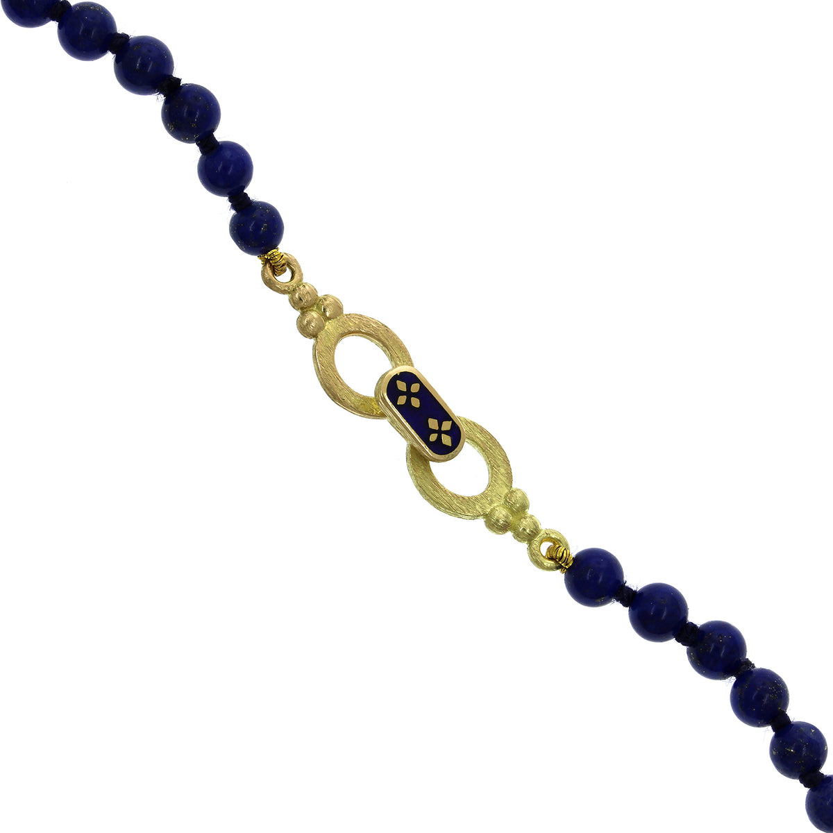 18K Yellow Gold Lapis Bead Necklace