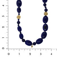 18K Yellow Gold Lapis Bead Necklace