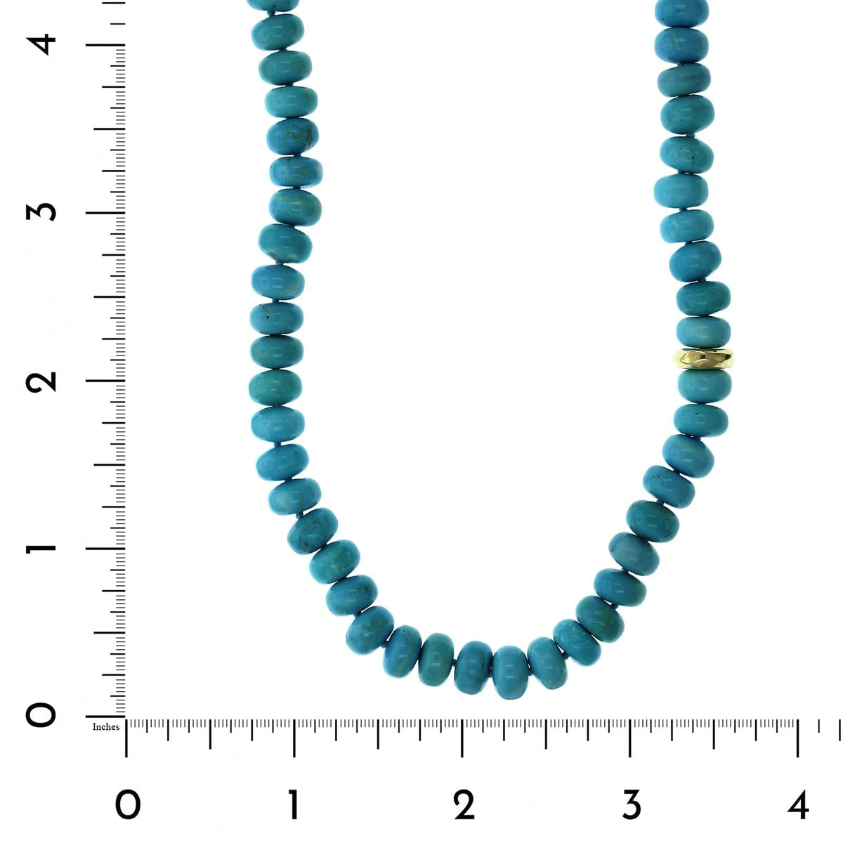 18K Yellow Gold Turquoise Bead Necklace, 18k yellow gold, Long's Jewelers